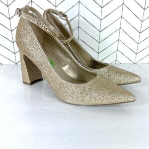 Marc Fisher Gold Glitter Pumps